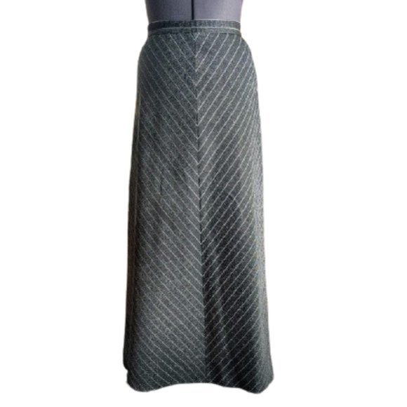 Vintage 70s Chevron Metallic Knit High Waist Maxi Skirt - Picture 1 of 7